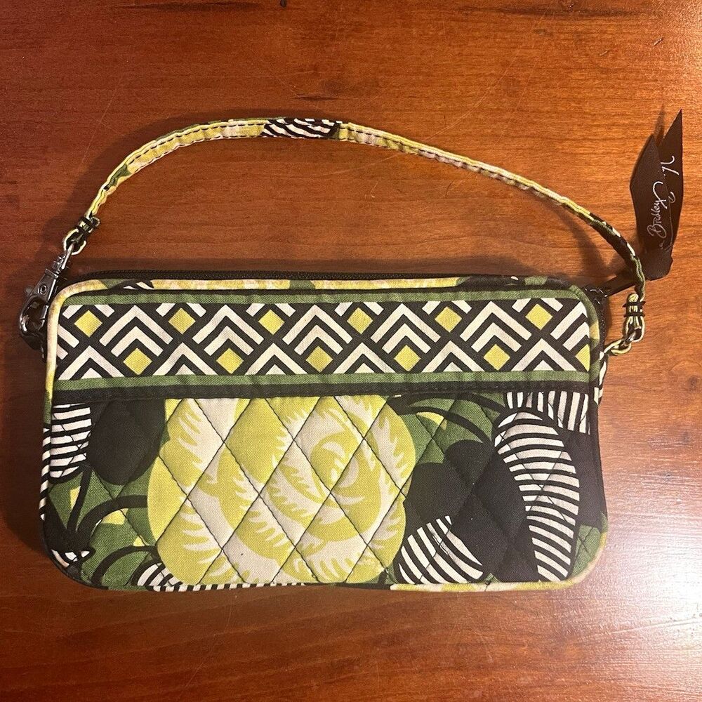 Vera Bradley Geometric Zip Wristlet Purse, Black White Yellow Green